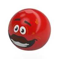 Technic Ball Joint with Black Eyebrows, White Eyes, Reddish Brown Moustache, Smile Print, Red