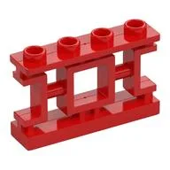 Fence 1 x 4 x 2 Ornamental Asian Lattice Square with 4 Studs, Red