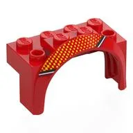 Wheel Arch, Mudguard 4 x 2 x 2 1/2 with Bright Light Orange Dots, White/Black/Dark Red Stripes, Left Print, Red