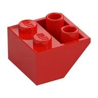 Brick Sloped Inverted 45° 2 x 2 [Ovoid Bottom Pin, Bar-sized Stud Holes], Red