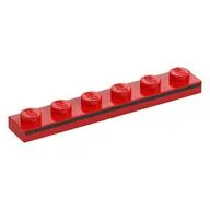 Plate 1 x 6 with Black Stripe on Side Print, Red