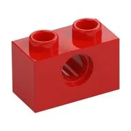 Technic Brick 1 x 2 [1 Pin Hole], Red