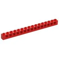Technic Brick 1 x 16 [15 Pin Holes], Red