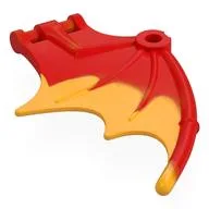 Creature Body Part, Dragon / Thestral Wing with Bar Connection and Marbled Bright Light Orange Pattern, Red