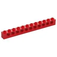 Technic Brick 1 x 12 [11 Pin Holes], Red