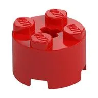 Brick Round 2 x 2 with Axle Hole, Red