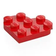 Plate Angled 3 x 3 with Heart Shape, Red