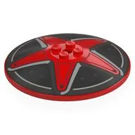 Dish 8 x 8 Inverted [Radar] with Hub Cap, Red Spokes Print, Red
