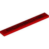 Tile 1 x 8 with 'PORSCHE' Print, Red