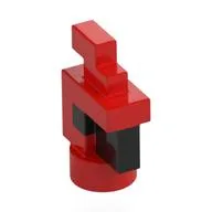 Animal Body Part, Bird, Chicken/Parrot Head Pixelated with Black Eyes and Beak Pattern, Red