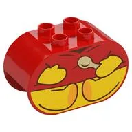 Duplo Brick 2 x 4 x 2 Rounded Ends with Winnie the Pooh, Spoon Print, Red