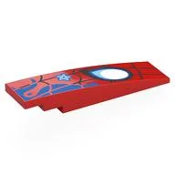 Brick Curved 8 x 2 No Studs with Black Webbing, White Spider Eye, Blue Marks Print, Red