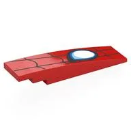 Brick Curved 8 x 2 No Studs with Black Webbing, White Spider Eye Print, Red