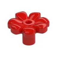 Plant, Flower, Minifig Accessory with 7 Thick Petals and Pin, Center Ring, Red