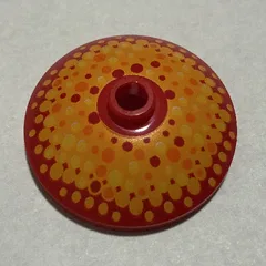 Dish 3 x 3 Inverted [Radar] with Packed Yellow and Orange Dots Print, Red