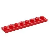 Plate Special 1 x 8 with Door Rail, Red