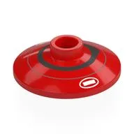 Dish 2 x 2 Inverted [Radar] with Black, Silver Stripe, White Markings Print, Red