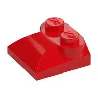 Brick Curved 2 x 2 x 2/3 Two Studs and Curved Slope End, Red