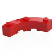 Brick Round Corner 4 x 4 Macaroni Wide with 3 Studs, Red