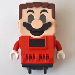 Hub, Mario with 4 Top Studs and LCD Screens for Eyes and Chest, Red