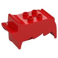 Duplo Brick, Hair, 2 x 2 Top Studs, Spiked to Side, Spiked Bangs, Red