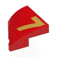 Brick Wedged, Curved 2 x 2 with Stud Notch Right with Gold '7' Print, Red