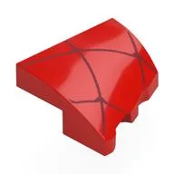 Brick Wedged, Curved 2 x 2 with Stud Notch Left with Dark Red Webs Print, Red