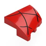 Brick Wedged, Curved 2 x 2 with Stud Notch Left with Black Spider Webbing Print, Red
