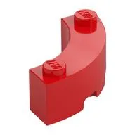 Brick Round Corner 3 x 3 Macaroni with 2 Studs, Red