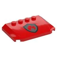 Brick Wedged, Curved Triple 4 x 6 x 2/3 with 4 Studs with Red Flames on Silver Shield Print [Fire Fighters], Red