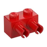 Brick Special 1 x 2 with 2 Pins, Square Pin Holes, Red