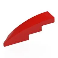Brick Wedged, Curved 1 x 4 with Stud Notch Right, Red