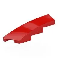 Brick Wedged, Curved 1 x 4 with Stud Notch Left, Red