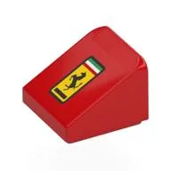 Brick Sloped 30° 1 x 1 x 2/3 with Ferrari Logo Print, Red