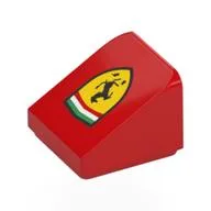 Brick Sloped 30° 1 x 1 x 2/3 with Ferrari Logo Print, Red