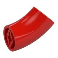 Brick Round 2 x 2 D. Tube with 45° Elbow and Axle Holes (Crossholes) at Each End [LONG], Red