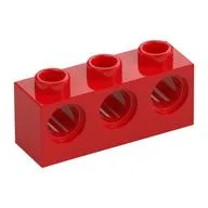 Technic Brick 1 x 3 [3 Pin Holes], Red