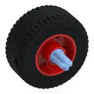 Wheel 18 x 14 with Pin Hole, Fake Bolts and Shallow Spokes With Black Tyre, Pin with Axle, Red
