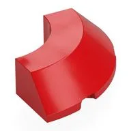 Brick Round Corner 4 x 4 x 1 with Bottom Cut Outs, No Studs, Flat Top, Red