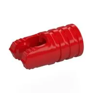 Hinge Cylinder 1 x 2 Locking with 2 Click Fingers and Axle Hole, 7 Teeth, Red