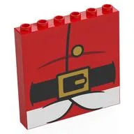 Panel 1 x 6 x 5 with Santa Chest, Black Belt, Gold Belt Buckle, Button, White Fur Print, Red