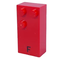 Braille Brick 2 x 4 with 3 Studs ⠋ and 'F' Print, Red