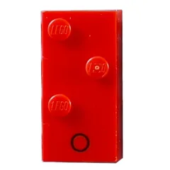Braille Brick 2 x 4 with 3 Studs ⠕ and 'O' Print, Red