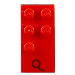 Braille Brick 2 x 4 with 5 Studs ⠟ and 'Q' Print, Red
