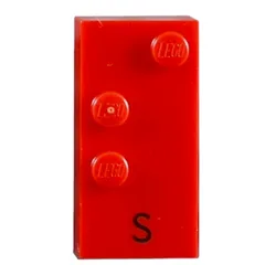 Braille Brick 2 x 4 with 3 Studs ⠎ and 'S' Print, Red