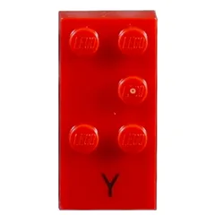 Braille Brick 2 x 4 with 5 Studs ⠽ and 'Y' Print, Red