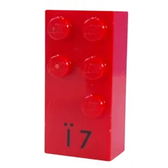 Braille Brick 2 x 4 with 5 Studs ⠻ and 'Ï 7' Print, Red