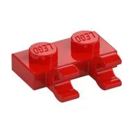 Plate Special 1 x 2 with Clips Horizontal [Open O Clips], Red
