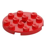 Plate Round 4 x 4 with Pin Hole, Red