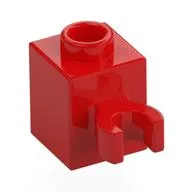 Brick Special 1 x 1 with Clip Vertical [Open O Clip, Hollow Stud], Red